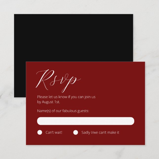Chic Black and Red RSVP card (Front/Back)