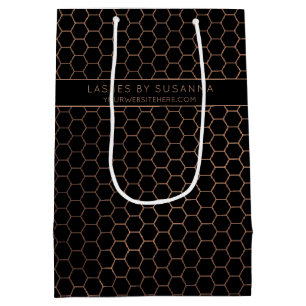 Chic Black and Rose Gold Geometric Medium Gift Bag