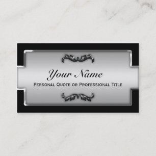 Chic Black and Silver Metallic Business Cards