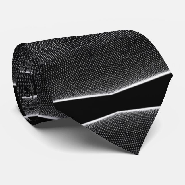 Chic Black and White Abstract Stripe Modern Style Tie (Rolled)