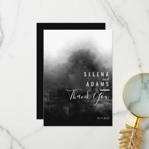 Chic Black and White Abstract Typography Wedding Thank You Card