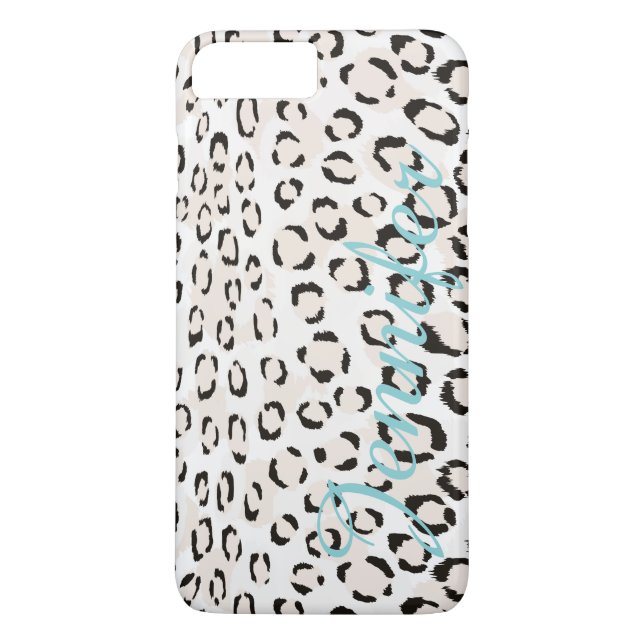 Chic black and white cheetah print monogram Case-Mate iPhone case (Back)