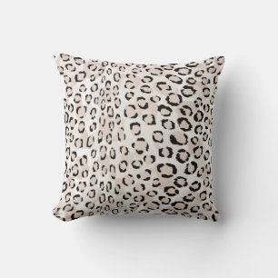 Chic black and white cheetah print monogram cushion