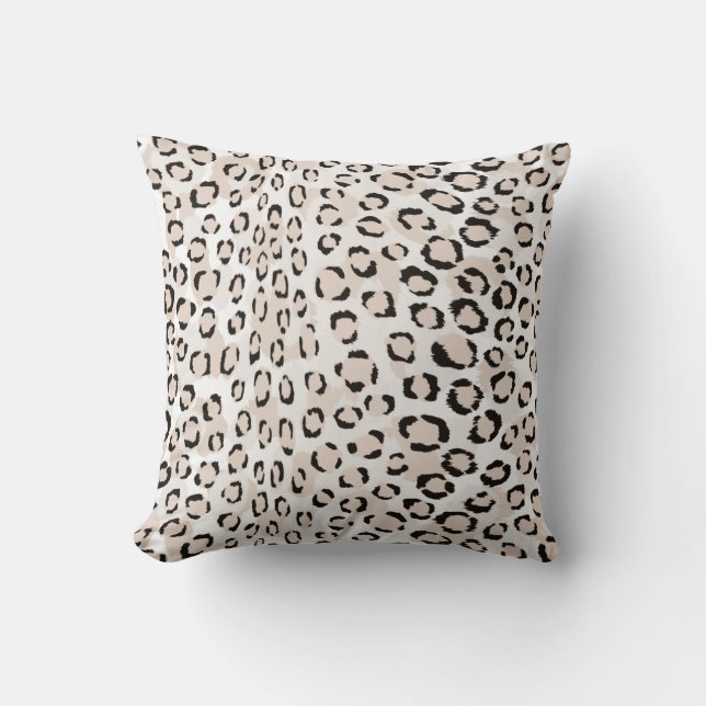 Chic black and white cheetah print monogram cushion (Front)