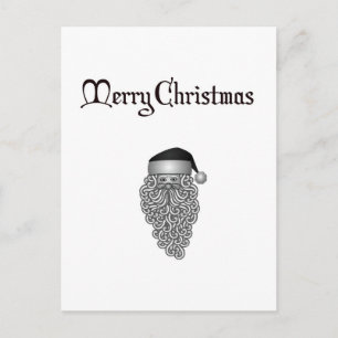 Chic black and white Christmas Santa postcard