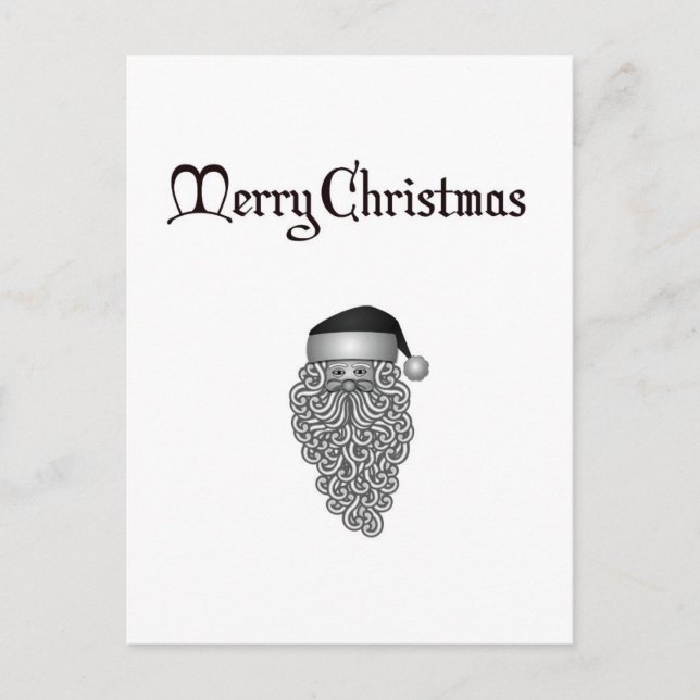 Chic black and white Christmas Santa postcard (Front)