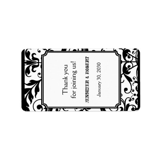 Chic Black and White Damask Wedding Lip Balm Label Address Label