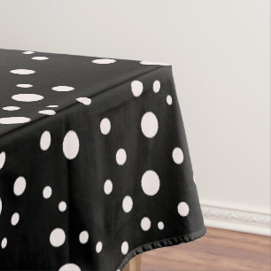 Chic Black and White Dots Elegant Patterned Tablecloth