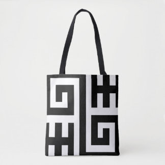 Chic Black and White Geometric Tote Bag