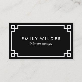 Chic Black and White Greek Key Business Card