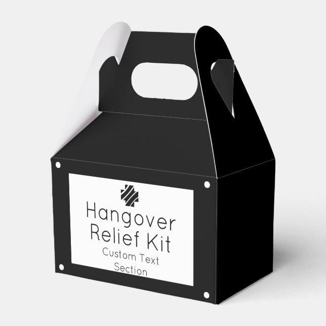 Chic Black and White Hangover Relief Kit Favor Box (Front Side)