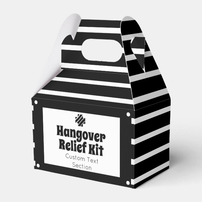 Chic Black and White Hangover Relief Kit Favour Box (Front Side)