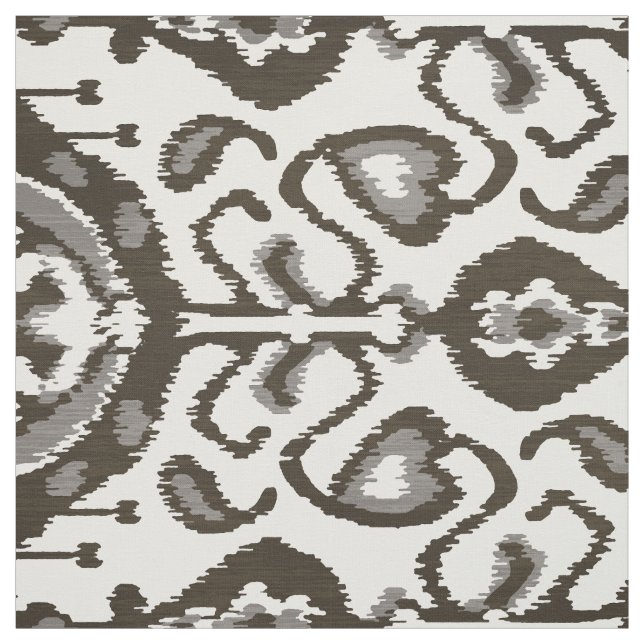 Chic black and white ikat tribal patterns fabric (Swatch)