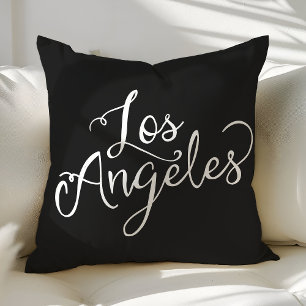 Chic Black and White Los Angeles Typography Cushion