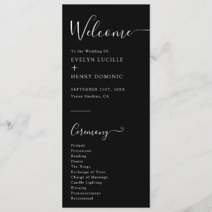 Chic Black and White Minimalist Wedding Ceremony Program