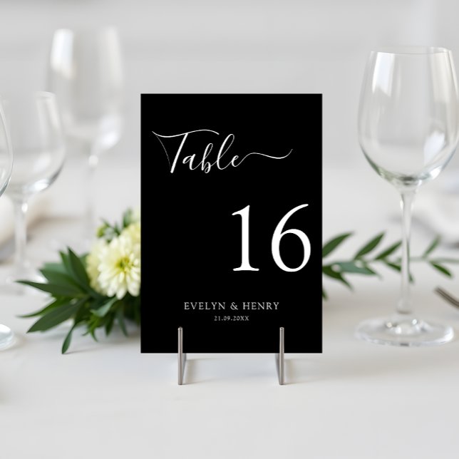 Chic Black and White Minimalist Wedding Table Number (Creator Uploaded)