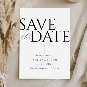 Chic Black and White Modern Minimalist Save The Date