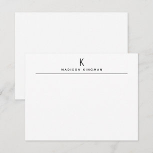 Chic Black and White Modern Monogram Initial Name Card