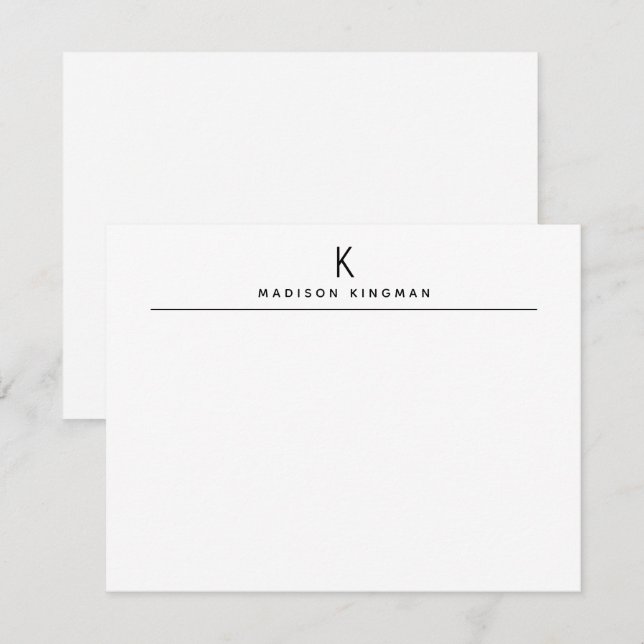 Chic Black and White Modern Monogram Initial Name Card (Front/Back)