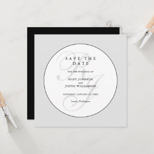 Chic Black and White Monogram Save the Date