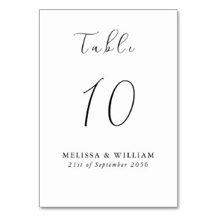 Chic Black and White Monogram Wedding Table Number