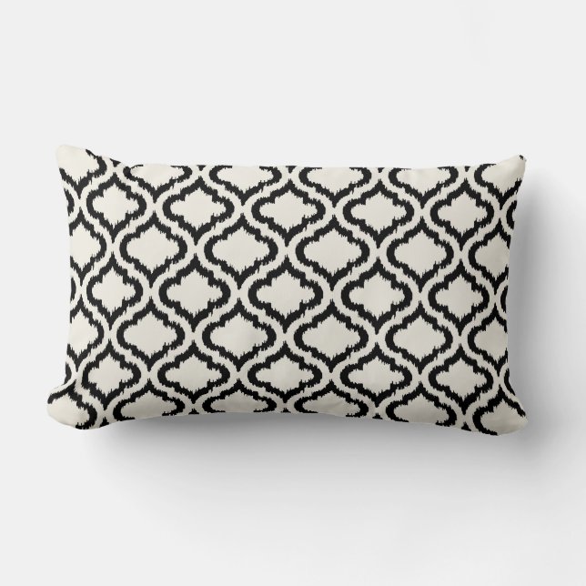 Chic black and white moroccan pattern ikat pillow (Front)