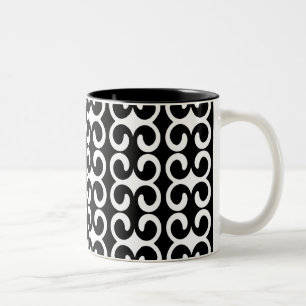 Chic Black and White Pattern Two-Tone Coffee Mug