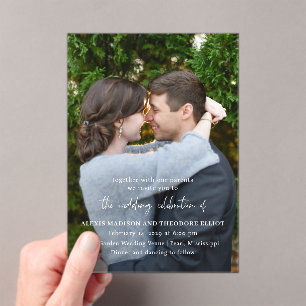 Chic Black and White Photo Modern Wedding Acrylic Invitations