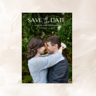 Chic Black and White Photo Modern Wedding Save The Date