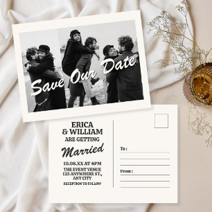 Chic Black and white photo wedding invitation Postcard