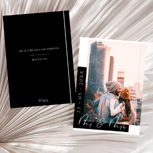 Chic Black and White Photo Wedding Save The Date