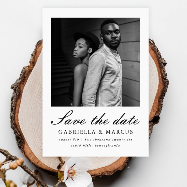 Chic Black and White Photo Wedding Save The Date (Creator Uploaded)
