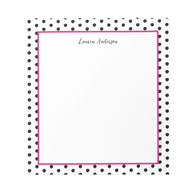 Chic Black and White polka dot  Notepad (Front)
