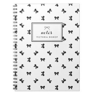 Chic Black and White Ribbons Pattern Custom Notebook