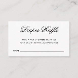 Chic Black and White Script Diaper Raffle Ticket Enclosure Card