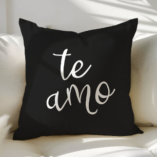 Chic Black and White Spanish I Love You Te Amo Cushion