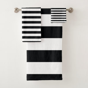 Chic Black and White Striped pattern Bath Towel Set