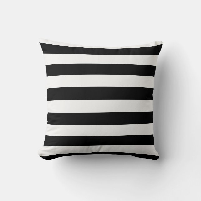 Chic Black and White Stripes Cushion (Front)