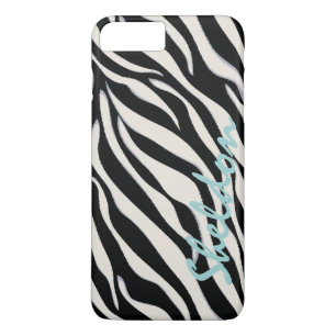 Chic black and white zebra print monogram iPhone 8 plus/7 plus case