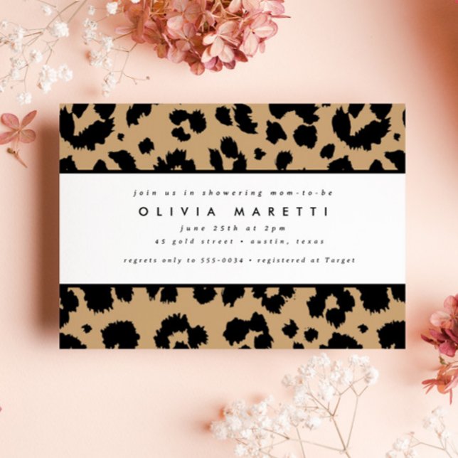 Chic Black Animal Print Leopard Baby Shower Invitation (Creator Uploaded)