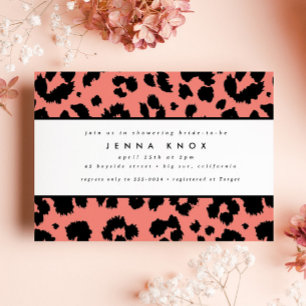 Chic Black Animal Print Leopard Bridal Shower Invitation