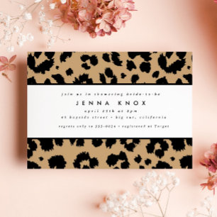 Chic Black Animal Print Leopard Bridal Shower Invitation