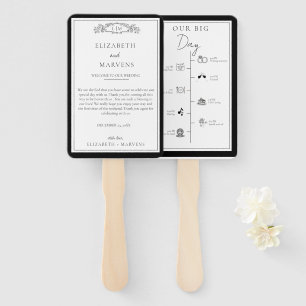 Chic  Black Botanical crest  Events Timeline  Hand Fan