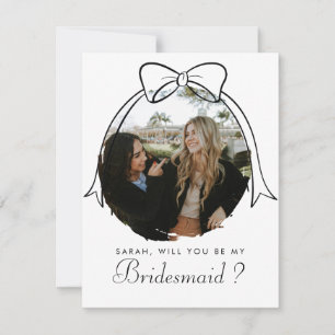 Chic Black Bow Will You Be My Bridesmaid Photo