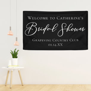 Chic Black Bridal Shower Personalised Welcome Banner