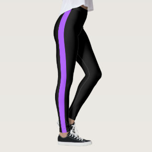 Chic Black Bright Purple Side Panel Leggings