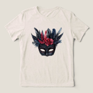 Chic Black Burgundy Red Floral Mask Tri-Blend Shirt