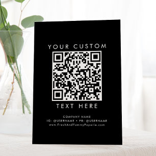 Chic Black Business or Wedding Custom QR Code Pedestal Sign
