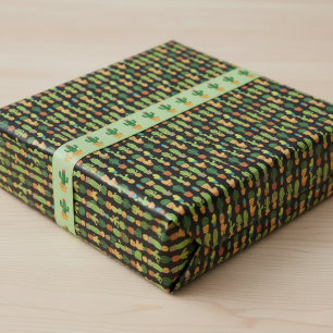 Chic Black Cactus Wrapping Paper