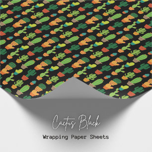 Chic Black Cactus Wrapping Paper